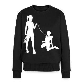 Domina Herrin mit SM Sklavin - Frauen Premium Bio Pullover - Schwarz - Vorne - Julia (174cm)