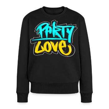 Party Love Graffiti Druck - Frauen Premium Bio Pullover - Schwarz - Vorne - Julia (174cm)