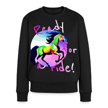 Buntes Mädchen Reit Motiv Pferd Galopp - Frauen Premium Bio Pullover - Schwarz - Vorne - Julia (174cm)