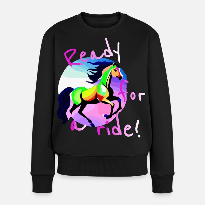 Buntes Mädchen Reit Motiv Pferd Galopp - Frauen Premium Bio Pullover - Schwarz