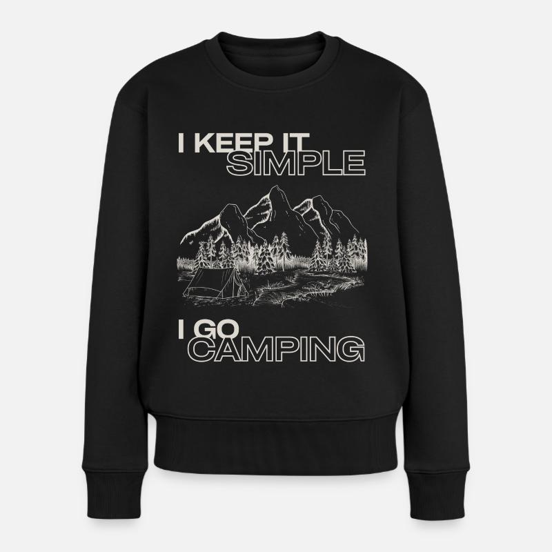 I keep it simple i go camping Zelt Berge Outdoor - Frauen Premium Bio Pullover - Schwarz