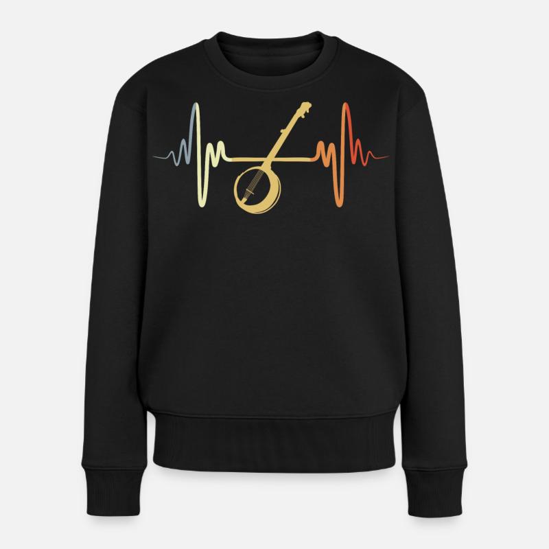 Retro Banjo - Frauen Premium Bio Pullover - Schwarz