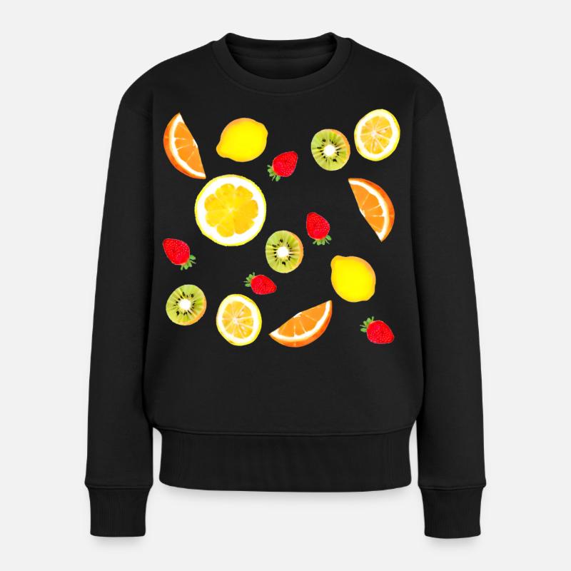 Auswahl an frischem Obst - Frauen Premium Bio Pullover - Schwarz