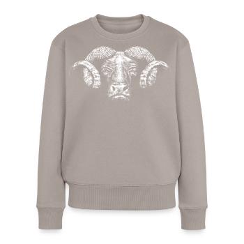 Minotaure / Tête - Pull Premium bio Femme - taupe - Devant - Julia (174cm)