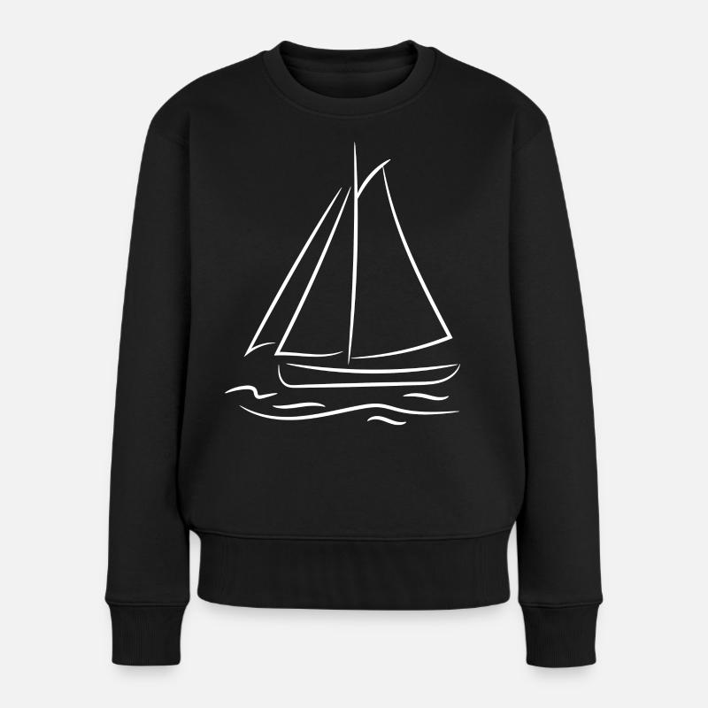 Segelboot Skizze - Frauen Premium Bio Pullover - Schwarz