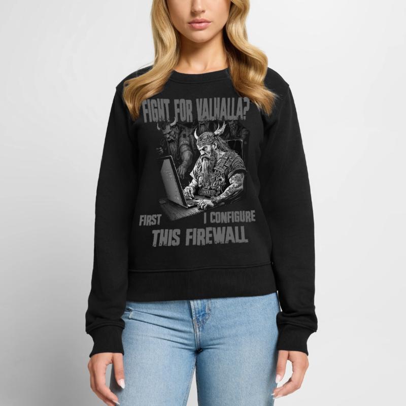 Firewall first Wikingerprogrammierer schwarz weiss Frauen Premium Bio Pullover
