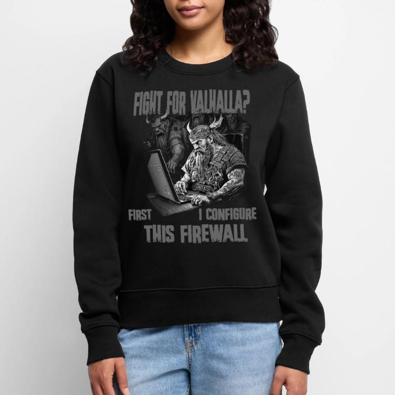 Firewall first Wikingerprogrammierer schwarz weiss Frauen Premium Bio Pullover