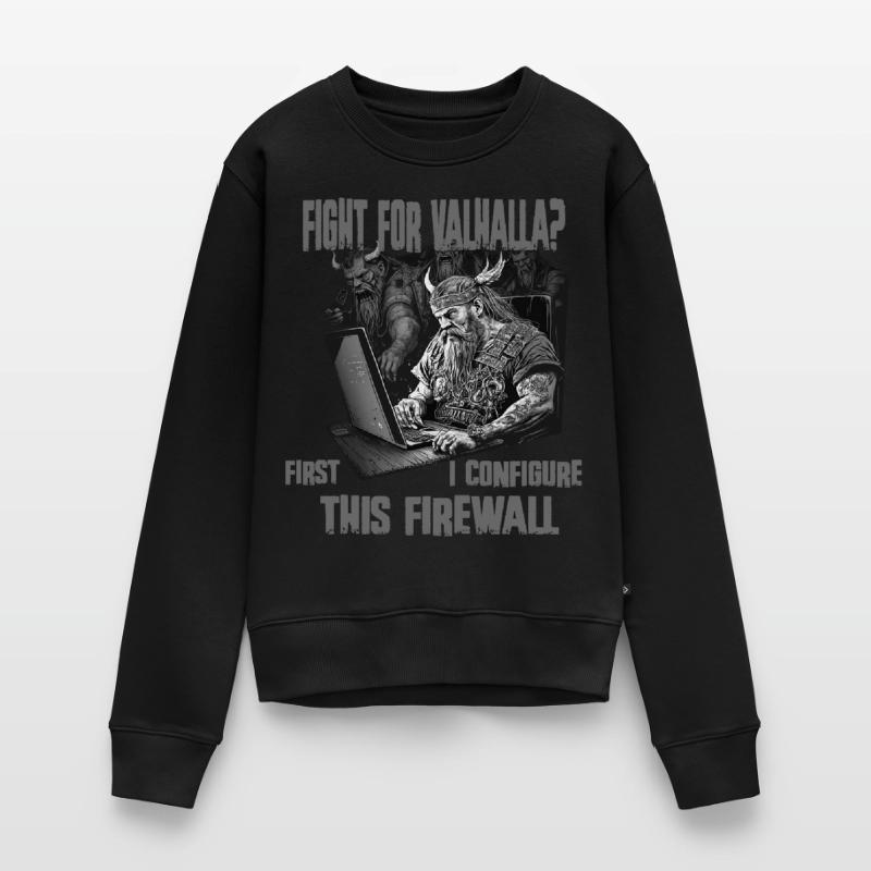Firewall first Wikingerprogrammierer schwarz weiss Frauen Premium Bio Pullover