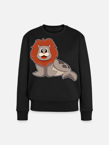 Seehund Löwe - Frauen Premium Bio Pullover - Schwarz