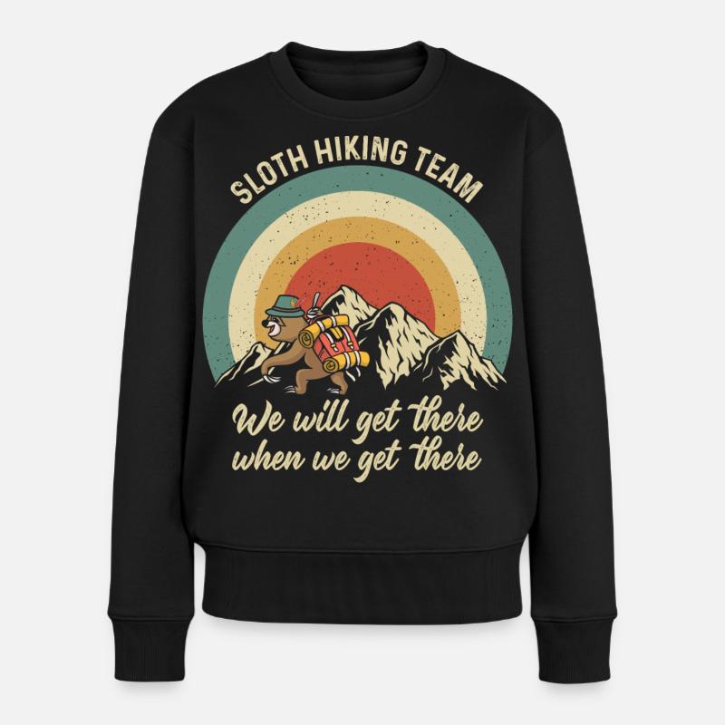 Faultier Sloth Hiking Team - Frauen Premium Bio Pullover - Schwarz