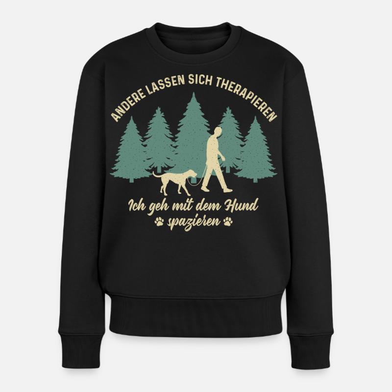 Herrchen Hund Gassi gehen Therapie Hundebesitzer - Frauen Premium Bio Pullover - Schwarz