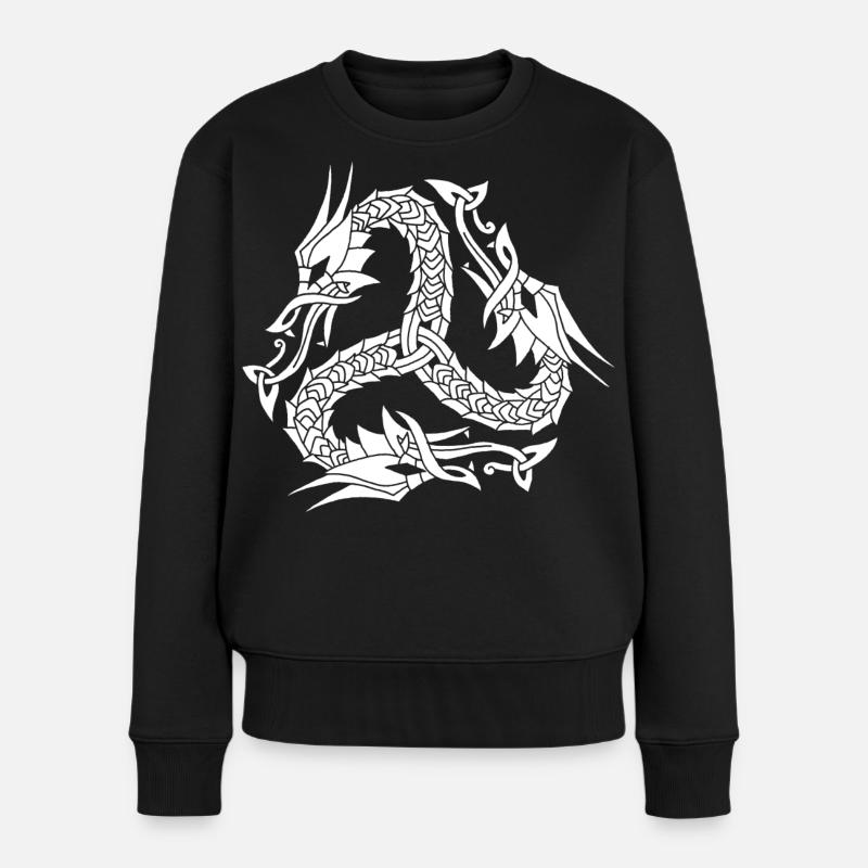 Keltische Weiße Hydra - Frauen Premium Bio Pullover - Schwarz