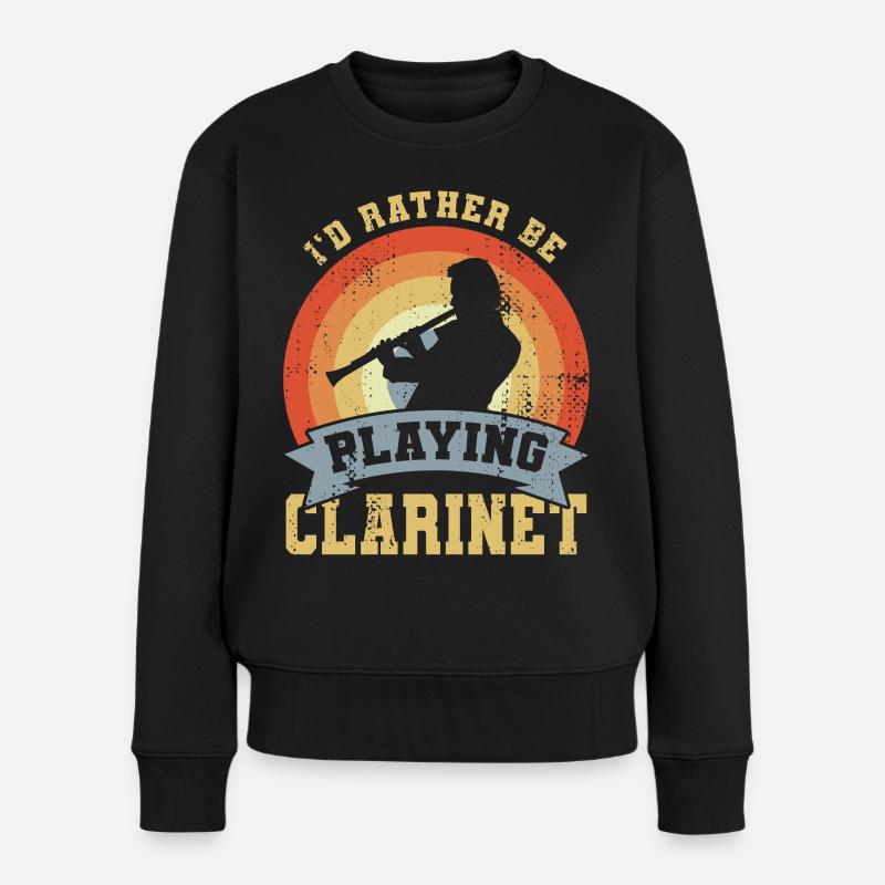 Ich würde lieber Klarinette spielen - Frauen Premium Bio Pullover - Schwarz