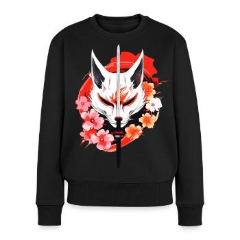 Kitsune Masque De Renard Kumiho Samouraï Japon Anime - Pull Premium bio Femme - noir - Devant - Julia (174cm)