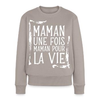 Maman pour la vie - Pull Premium bio Femme - taupe - Devant - Julia (174cm)