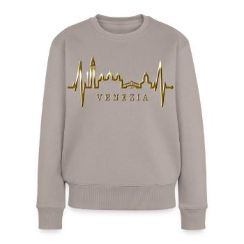 Venice Skyline Heartbeat Italie J’aime Venezia - Pull Premium bio Femme - taupe - Devant - Julia (174cm)