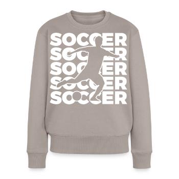 Fußballer - Frauen Premium Bio Pullover - Taupe - Vorne - Julia (174cm)