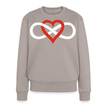 Infinite Love (White) - Women's Premium Organic Jumper - taupe - Front - Julia (174cm)