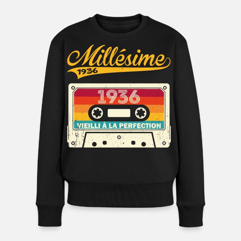 Millésime 1936 Cadeau 87 Ans Anniversaire Humour - Pull Premium bio Femme - noir