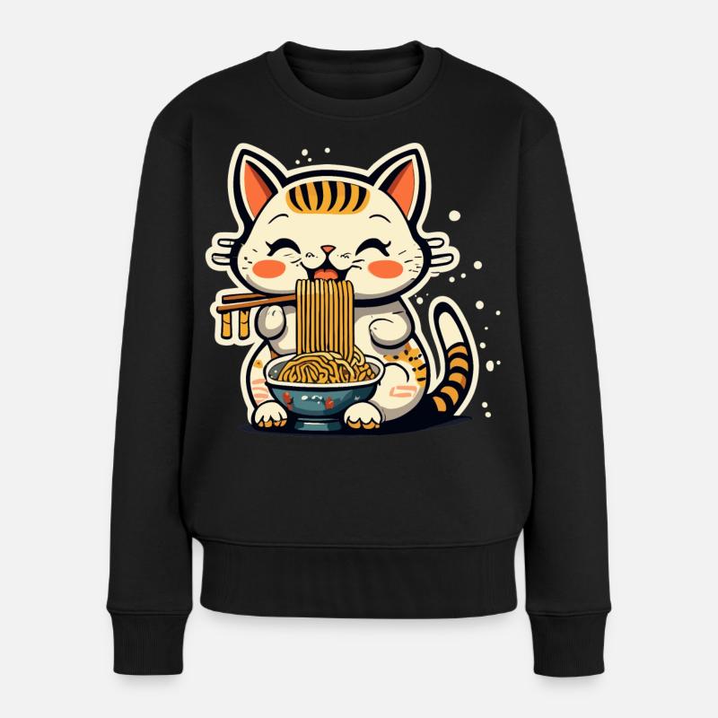 Chat ramen - Pull Premium bio Femme - noir