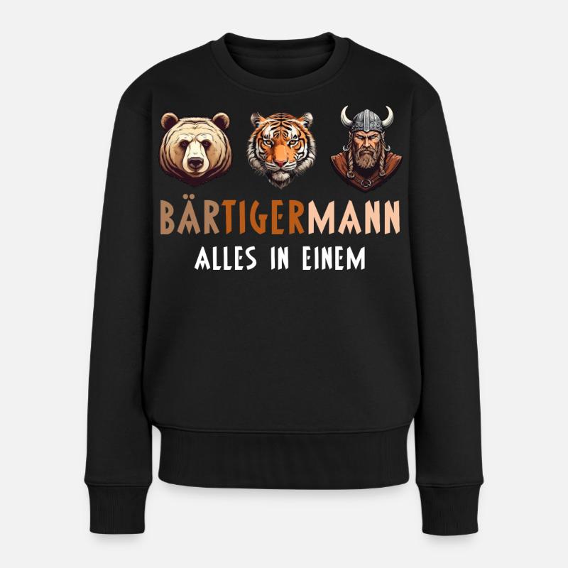 BÄRTIGERMANN Alles In Einem Funny Sayings Viking - Frauen Premium Bio Pullover - Schwarz