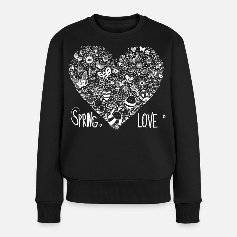 spring love - Frauen Premium Bio Pullover - Schwarz