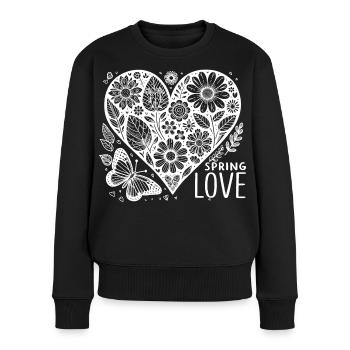spring love - Frauen Premium Bio Pullover - Schwarz - Vorne - Julia (174cm)