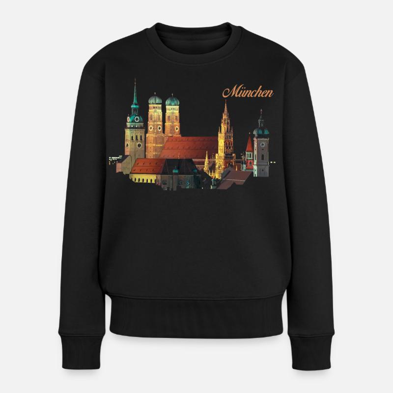 München - Frauen Premium Bio Pullover - Schwarz