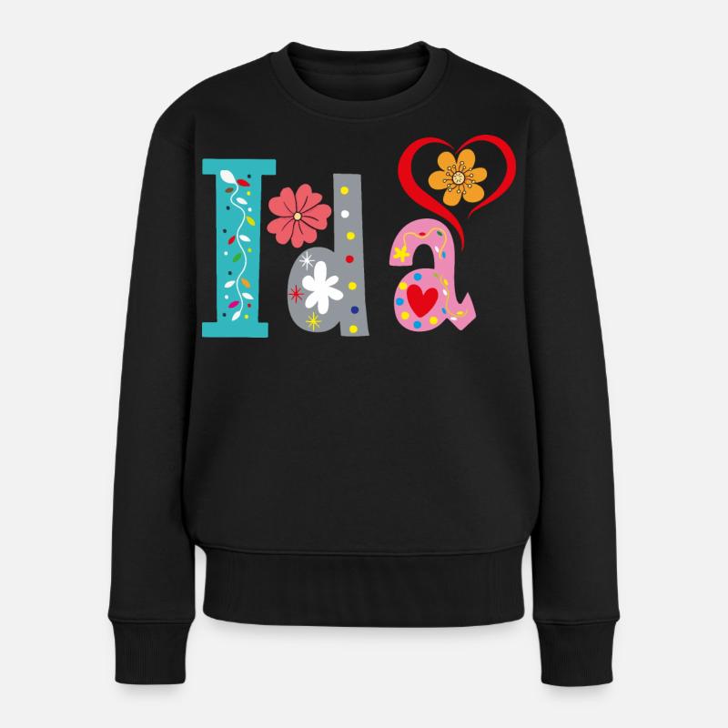 Personalisierter Ida-Name - Frauen Premium Bio Pullover - Schwarz