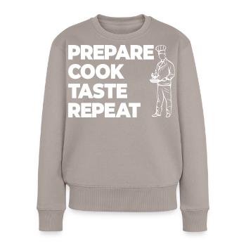 Prepare, Cook, Taste - Women's Premium Organic Jumper - taupe - Front - Julia (174cm)