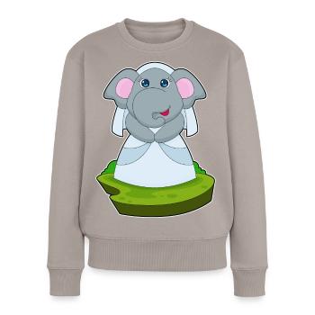 Elefant Braut Schleier Hochzeit - Frauen Premium Bio Pullover - Taupe - Vorne - Julia (174cm)