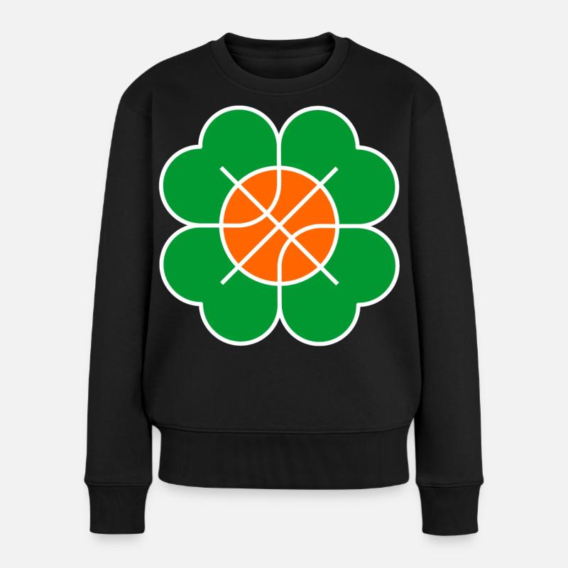 Fleur de basket-ball - Feuille de trèfle - Pull Premium bio Femme - noir