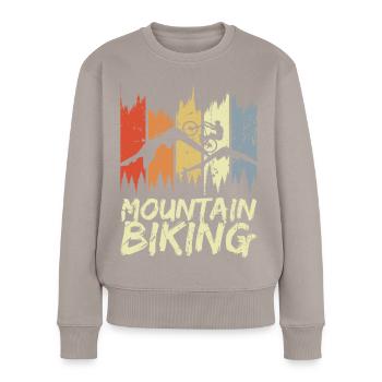 Vintage mountainbiken - Vrouwen Premium Bio sweater - taupe - Voor - Julia (174cm)