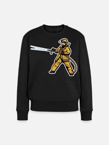 Feuerwehrjunge - Frauen Premium Bio Pullover - Schwarz