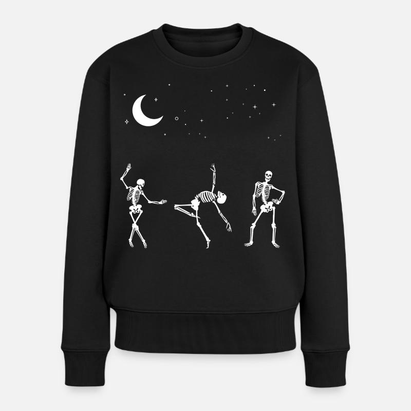 Dancing Squelettes Étoiles Lune Nuit - Pull Premium bio Femme - noir