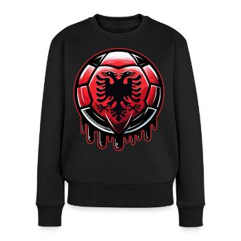 Albanien EM 2024: Stolzes Fußball-Design für Fans - Frauen Premium Bio Pullover - Schwarz - Vorne - Julia (174cm)