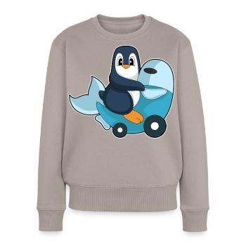 Pinguin Motorroller - Frauen Premium Bio Pullover - Taupe - Vorne - Julia (174cm)