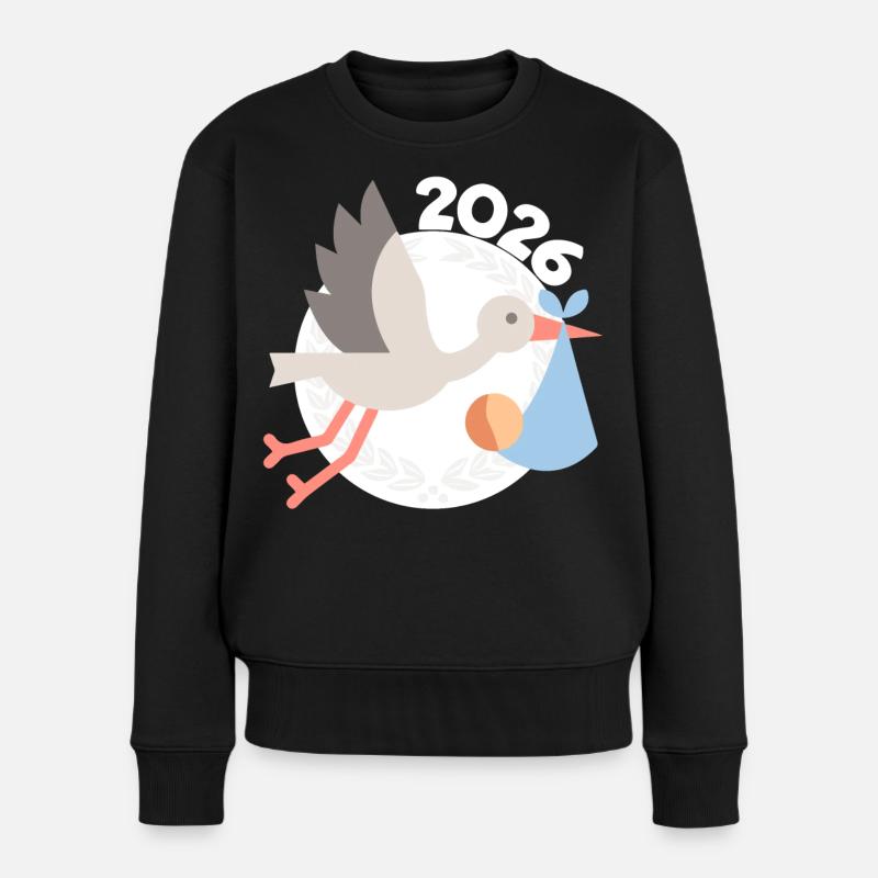 Cigogne avec bébé 2026 - Pull Premium bio Femme - noir