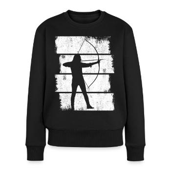 Bogenschütze - Frauen Premium Bio Pullover - Schwarz - Vorne - Julia (174cm)
