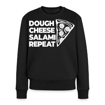 Teig Käse Salami Nochmal - Frauen Premium Bio Pullover - Schwarz - Vorne - Julia (174cm)