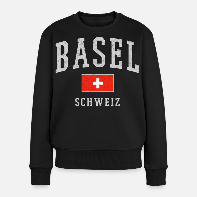 Basel Schweiz Emblem Druck - Frauen Premium Bio Pullover - Schwarz