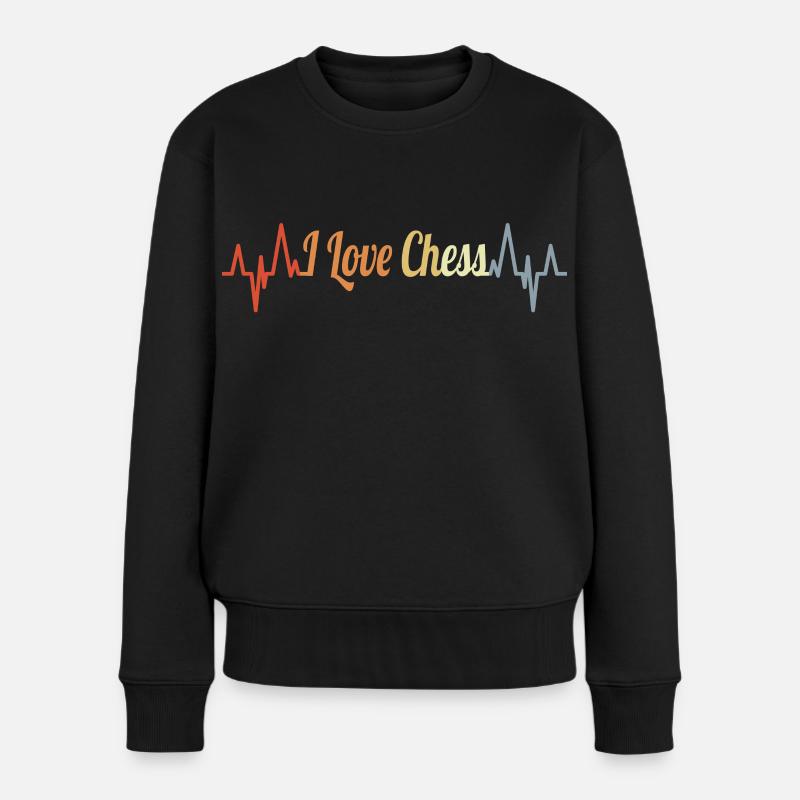 Ich liebe Schach - Frauen Premium Bio Pullover - Schwarz