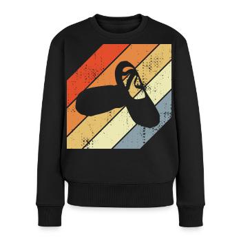 Ballettschuhe Vintage Look - Frauen Premium Bio Pullover - Schwarz - Vorne - Julia (174cm)