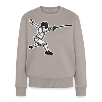 Kleiner Fechter - Frauen Premium Bio Pullover - Taupe - Vorne - Julia (174cm)