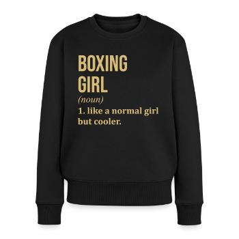 Boxen - Frauen Premium Bio Pullover - Schwarz - Vorne - Julia (174cm)