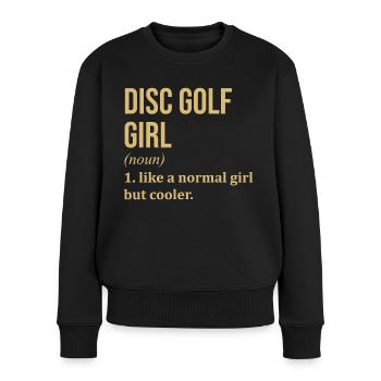Discgolf - Frauen Premium Bio Pullover - Schwarz - Vorne - Julia (174cm)