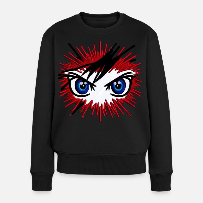 Anime Blick - Frauen Premium Bio Pullover - Schwarz