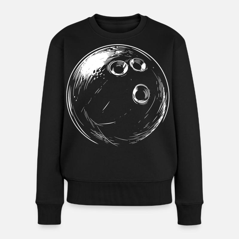 Bowlingkugel Zeichnung - Frauen Premium Bio Pullover - Schwarz