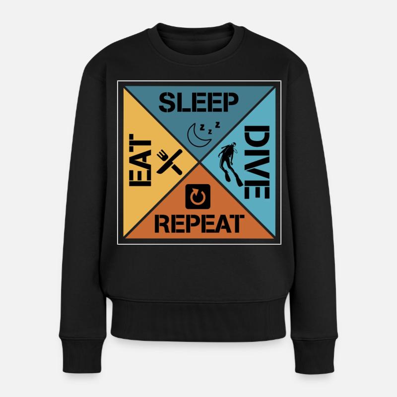 Eat sleep dive repeat - Frauen Premium Bio Pullover - Schwarz