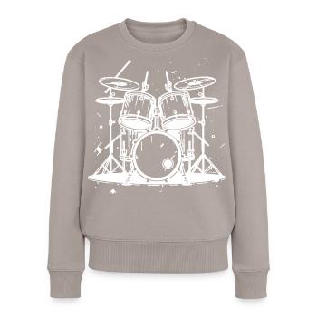 Graphismes de batterie - Pull Premium bio Femme - taupe - Devant - Julia (174cm)